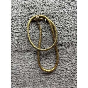 Vintage Dl Auld Snake Head Rhinestone Eyes‎ Gold Tone Metal Mesh Adjustable Belt